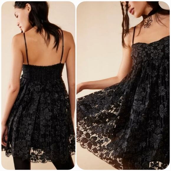 NWT Free People All That Glitters Sparkling Goth Lace Dress - Picture 1 of 9
